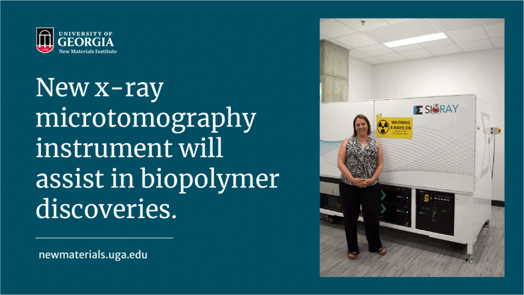 Breeanna Urbanowicz, associate professor and lead for the plant biopolymers group at the UGA Complex Carbohydrate Research Center, with the Sigray Eclipse XRM-910 Micro-CT.